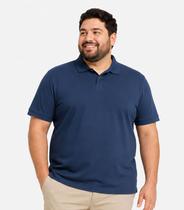 Camisa Polo Masculina Plus Size Manga Curta Select Azul