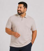 Camisa Polo Masculina Plus Size Manga Curta Select Bege