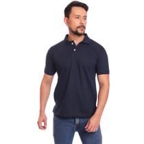 Camisa Polo Masculina Plus Size Poliéster Manga Curta Lisa Gola com Botão