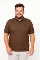 Camisa Polo Masculina Plus You Size Meia Malha Marrom G4 ao G6