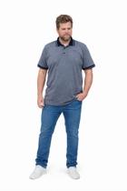Camisa Polo Masculina Plus You Size Piquet 3D Marinho G3 ao G6
