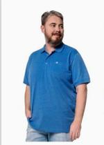 Camisa Polo Masculina Plus You Size Piquet Azul G4 e G6