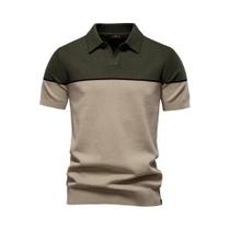 Camisa Polo Masculina Slim Fit Com Decote Em V E Listras Em Bloco De Cores, Casual De Negócios, Camisa Polo Masculina Slim Fit Com Decote Em V E Listras Em Bloco De Cores, Casual De Negócios,