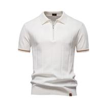 Camisa Polo Masculina Slim Fit De Cor Sólida Com Zíper AIOPESON Para Atividades Físicas E Escritório