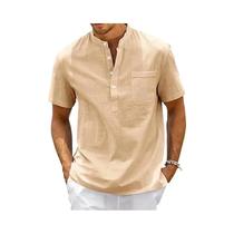 Camisa Polo Masculina Slim Fit Respirável Verão Casual Cor Sólida Botão Manga Curta Camiseta