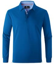 Camisa polo masculina SWISSWELL, manga comprida, poliéster azul Camisa polo masculina SWISSWELL, manga comprida, poliéster azul