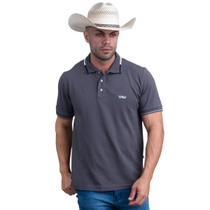 Camisa Polo Masculina Texas Farm - Cpm006 - Cinza Chumbo/ Branco