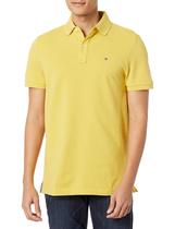 Camisa polo masculina Tommy Hilfiger com ajuste personalizado em amarelo mesclado