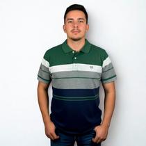 Camisa Polo Masculina Vilejack Listrada Bordada Peito Curta Camisa Polo Masculina Vilejack Listrada Bordada Peito Curta