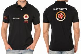 Camisa Polo Masculino MOTORISTA SAMU Bordado - Tecido de Malha Piquet