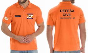 Camisa Polo Masculino Profissional DEFESA CIVIL Bordado - Tecido de Malha Piquet