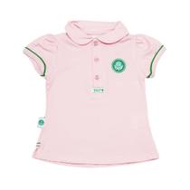 Camisa polo menina rosa bebê palmeiras