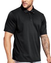 Camisa polo MIER Quick Dry para homens poliéster preta tamanho M