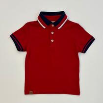 Camisa Polo Milon Infantil Menino Vermelha Detalhes Marinho Natal Verão Moda Kids