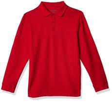 Camisa polo Nautica Little Boys Uniforme de manga comprida vermelha