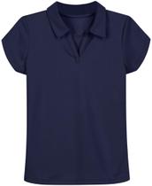 Camisa polo Nautica School Uniform de manga curta para menina 8-10Y Navy Camisa polo Nautica School Uniform de manga curta para menina 8-10Y Navy