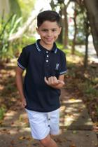 Camisa Polo ou Body Infantil Azul Marinho Céu
