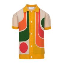 Camisa polo OXKNIT masculina casual dos anos 60, estilo moderno, grande e alta