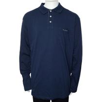 Camisa Polo Pierre Cardin ML Malha Pima Plus Size Marinho - 10907