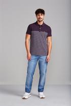 Camisa Polo Piquet Slim Fit - Roxo Escuro / Branco Camisa Polo Piquet Slim Fit - Roxo Escuro / Branco
