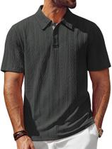 Camisa polo PJ PAUL JONES para homens de manga curta cinza escuro Camisa polo PJ PAUL JONES para homens de manga curta cinza escuro