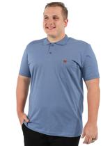 Camisa Polo Plus Size Masculina Anistia Bolso e Punho Indigo