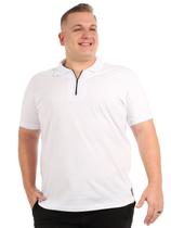 Camisa Polo Plus Size Masculina Anistia com Zíper e Punho Branca
