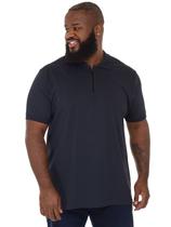 Camisa Polo Plus Size Masculina Anistia com Zíper e Punho Grafite