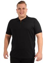 Camisa Polo Plus Size Masculina Anistia com Zíper e Punho Preta