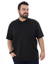 Camisa Polo Plus Size Masculina Com Bolso Básica Preta