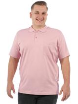 Camisa Polo Plus Size Masculina Com Bolso Básica Rosa