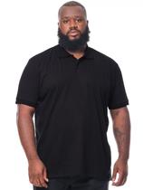 Camisa Polo Plus Size Masculina Lisa Com Punho Preta
