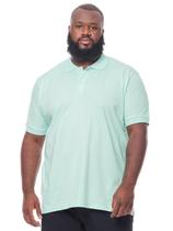 Camisa Polo Plus Size Masculina lisa Com Punho Verde Água