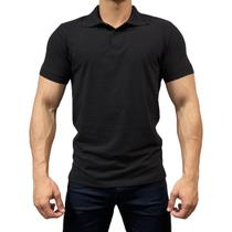 Camisa Polo Preta Slim Fit Malha Cotton Masculina Premium