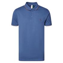 Camisa Polo Reserva Enxuto Novo Friso Masculina Azul