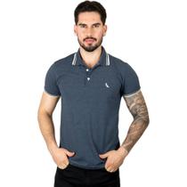 Camisa Polo Reserva Frisos Azul Marinho Mescla