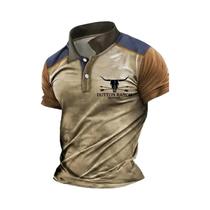 Camisa Polo Retro De Manga Curta Com Estampa Dayton Ranch, Moda Casual Primavera Verão