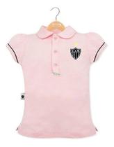 Camisa polo revedor atlético mg menina rosa - infantil 4,6,8
