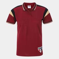 Camisa Polo São Paulo Emboss Lotus Feminina - Bordô+Dourado