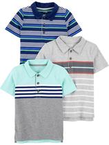 Camisa polo Simple Joys by Carter's Boys, pacote com 3 unidades, azul/cinza/azul marinho, 5T