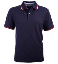 Camisa polo Tommy Hilfiger com gola listrada para homens tamanho azul marinho M