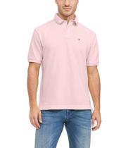 Camisa Polo Tommy Hilfiger Masculina - Manga Curta, Algodão Piquet Rosa