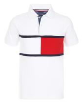 Camisa polo Tommy Hilfiger para meninos de manga curta tamanho 5 - branca