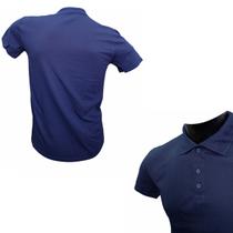 Camisa Polo Unissex Azul Marinho Camiseta Gola Básica Uniforme Piquet