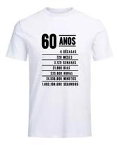 Camisa Presente Aniversário Descrição 60 Anos Camiseta - Nessa Stop