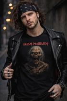 Camisa Preta Algodão Metal Rock Camisa Iron Maiden T-shirt Camisa Preta Algodão Metal Rock Camisa Iron Maiden T-shirt
