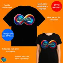 Camisa Preta Especial Infinity Black Feminina Super Autistas Camisa Preta Especial Infinity Black Feminina Super Autistas