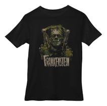 Camisa Preta Frankenstein Estampa Personalizado Camisa Basic