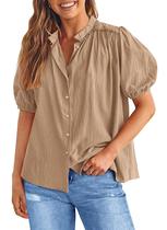 Camisa PRETTYGARDEN de Verão em Algodão Caqui com Botões XL