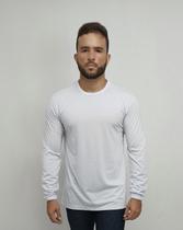Camisa Profissional Masculina Gola Careca Manga Longa em Malha PV - Branco